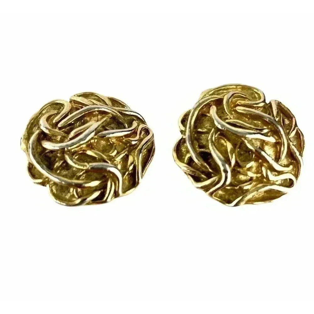 VTG Pair Gold Tone Shoe Clips Unique Design Texture‎ Added Extra NYC